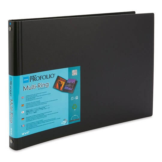 Itoya; Itoya Art Profolio Multi-Ring Binder - 14" x 11", Black, Landscape; Category:Portfolios; Image:1